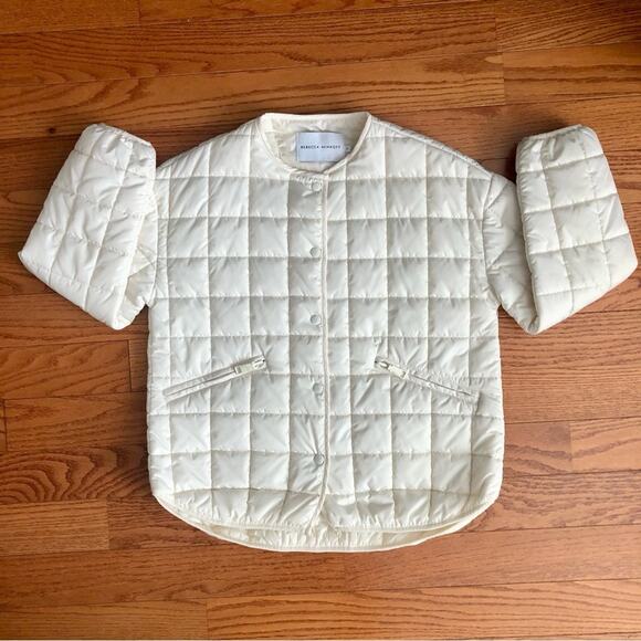 Rebecca Minkoff Box Quilt Puffer Zip Pockets White Cream Jacket Women’s Size S - Picture 12 of 12